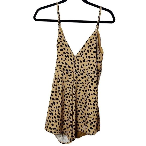 Forever 21 Leopard Print Wrap Romper Brown & Black Size Small - Picture 3 of 4
